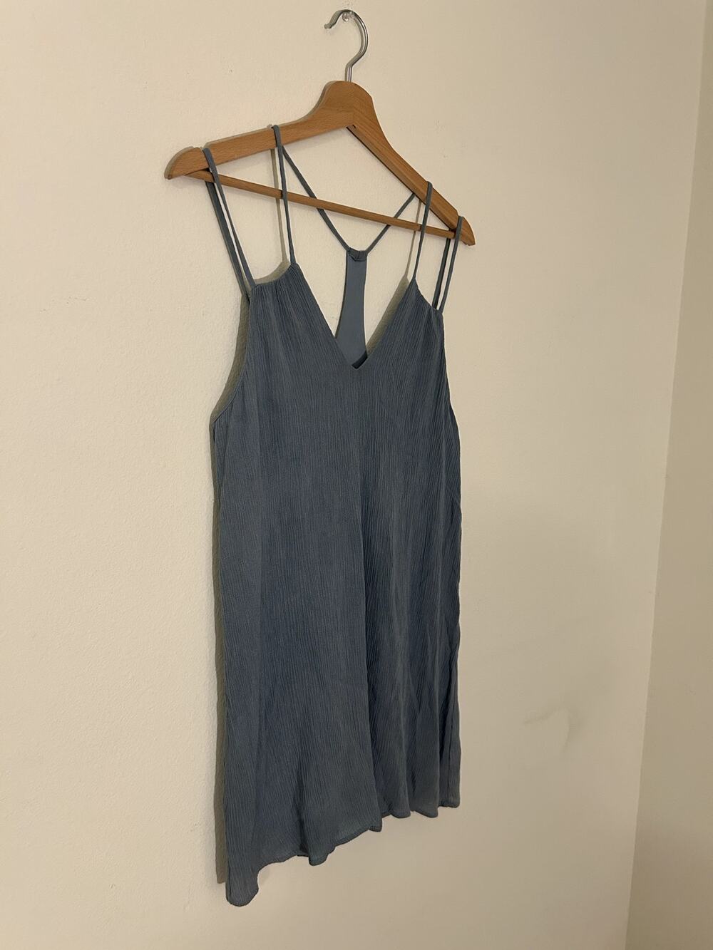 Urban Outfitters Blue Flowy Tank Top Womens S Dusty Blue Crinkle Long Boho